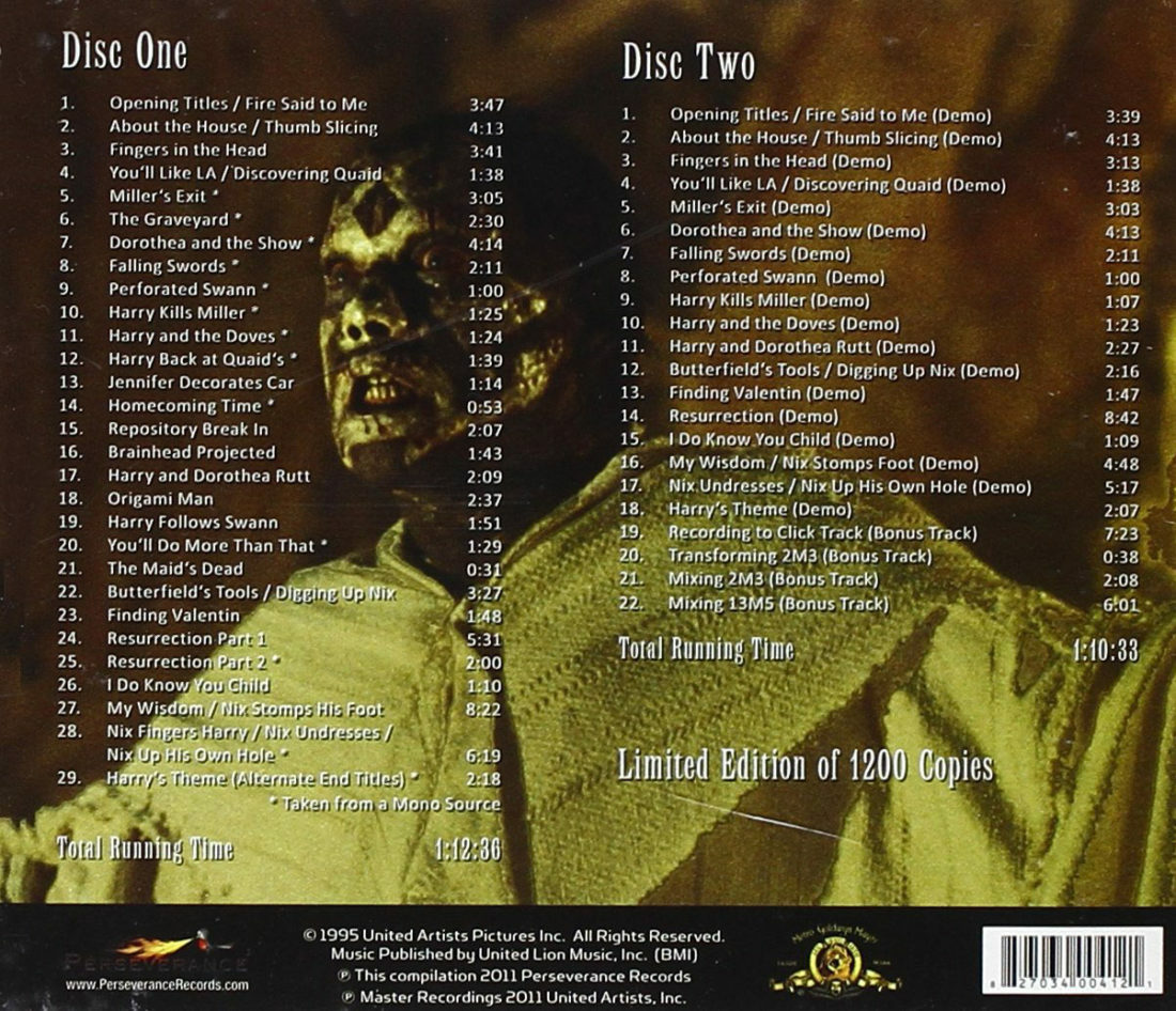 OOP Clive Barker's Lord of Illusions: Original Soundtrack Score 2-CD Set - Image 2