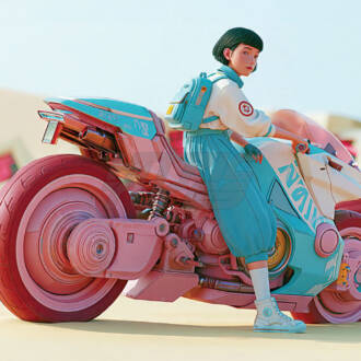 Cinematic Autos Print Series: Pink Bike Rider